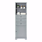 Armoire de rangement haute avec 3 tiroirs et étagères réglables pour salle de bain