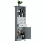 Armoire de rangement haute avec 3 tiroirs et étagères réglables pour salle de bain