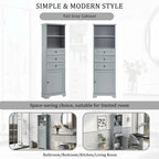 Armoire de rangement haute avec 3 tiroirs et étagères réglables pour salle de bain