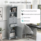 Armoire de rangement haute avec 3 tiroirs et étagères réglables pour salle de bain