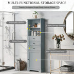 Armoire de rangement haute avec 3 tiroirs et étagères réglables pour salle de bain