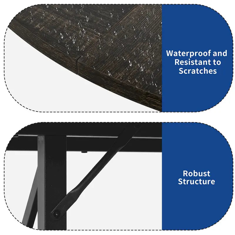 Table de salle à manger ronde Moasis avec étagères de rangement et pieds en métal, pour 4 à 6 personnes, idéale pour le salon ou la salle à manger.
