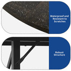 Table de salle à manger ronde Moasis avec étagères de rangement et pieds en métal, pour 4 à 6 personnes, idéale pour le salon ou la salle à manger.