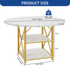 Table de salle à manger ronde Moasis avec étagères de rangement et pieds en métal, pour 4 à 6 personnes, idéale pour le salon ou la salle à manger.