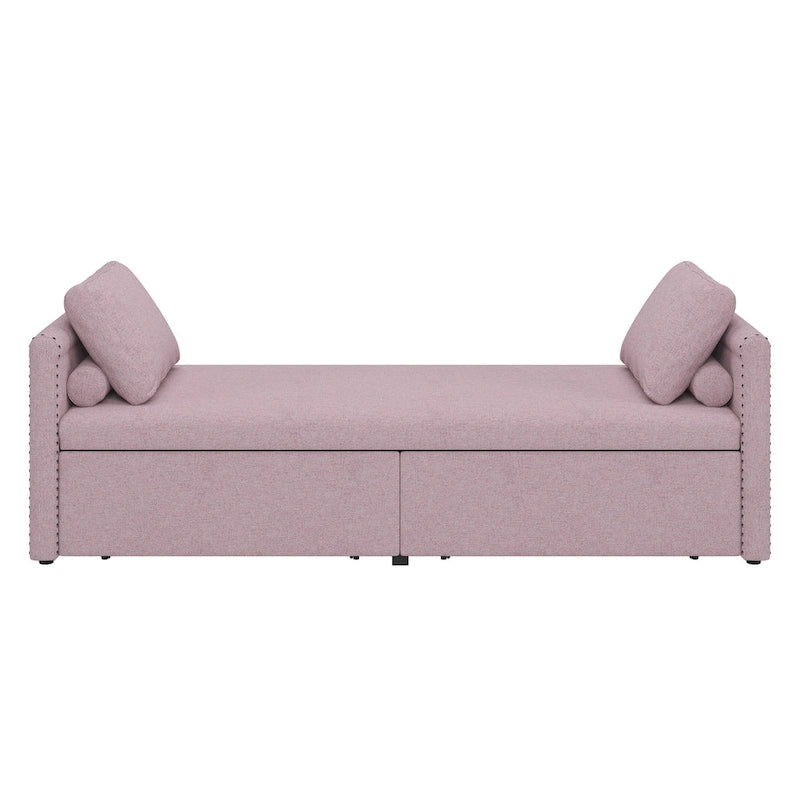 Lit de jour moderne avec méridienne, petit lit de jour simple avec 2 tiroirs, sans matelas, idéal pour le salon et le bureau à domicile.
