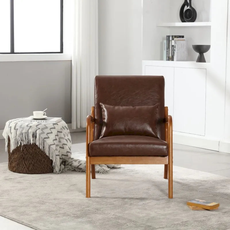 Fauteuil d'appoint moderne en similicuir avec un coussin