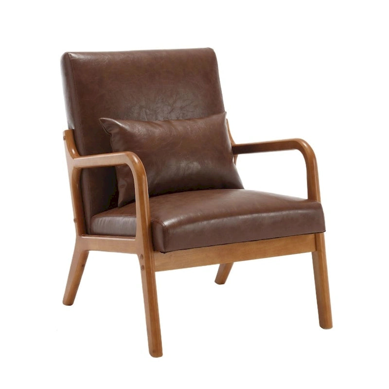 Fauteuil d'appoint moderne en similicuir avec un coussin