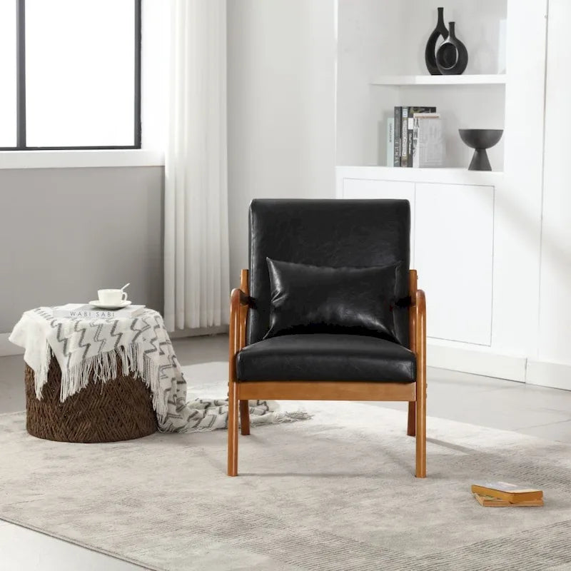 Fauteuil d'appoint moderne en similicuir avec un coussin