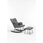 Fauteuil à bascule, fauteuil berçant, fauteuil d'appoint à bascule avec coussin lombaire et repose-pieds pour chambre d'enfant/salon/chambre à coucher