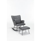 Fauteuil à bascule, fauteuil berçant, fauteuil d'appoint à bascule avec coussin lombaire et repose-pieds pour chambre d'enfant/salon/chambre à coucher