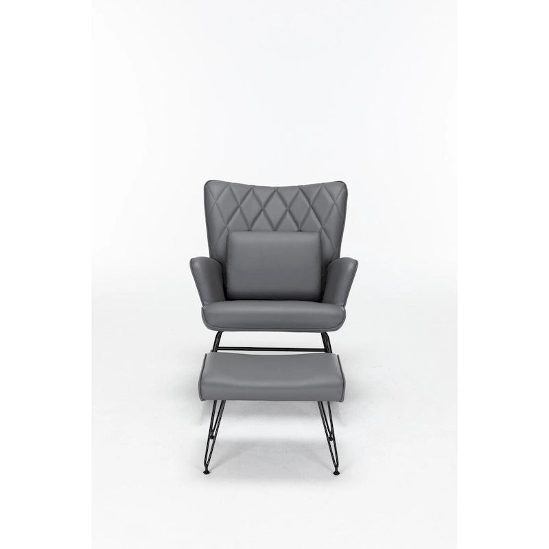 Fauteuil à bascule, fauteuil berçant, fauteuil d'appoint à bascule avec coussin lombaire et repose-pieds pour chambre d'enfant/salon/chambre à coucher