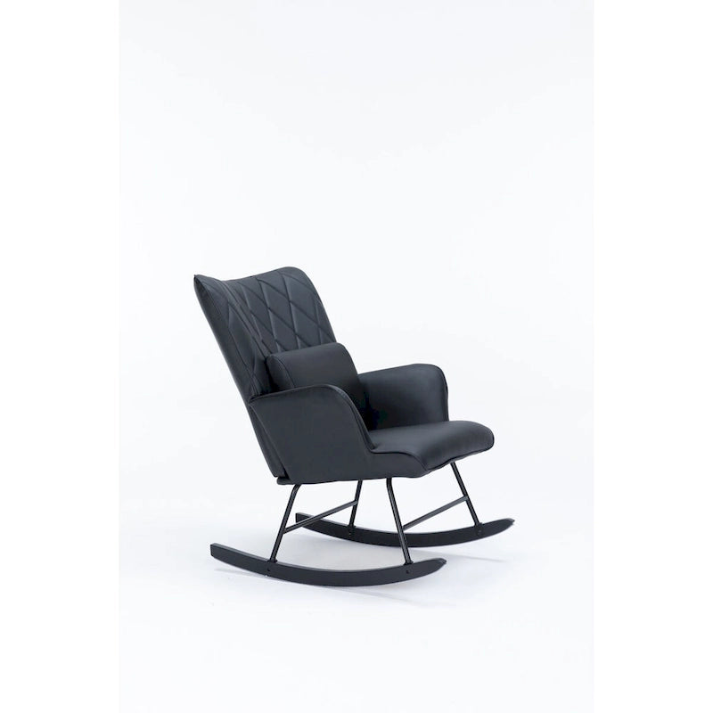 Fauteuil à bascule, fauteuil berçant, fauteuil d'appoint à bascule avec coussin lombaire et repose-pieds pour chambre d'enfant/salon/chambre à coucher