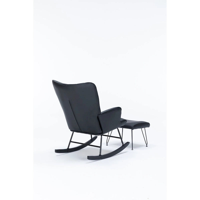 Fauteuil à bascule, fauteuil berçant, fauteuil d'appoint à bascule avec coussin lombaire et repose-pieds pour chambre d'enfant/salon/chambre à coucher