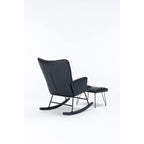 Fauteuil à bascule, fauteuil berçant, fauteuil d'appoint à bascule avec coussin lombaire et repose-pieds pour chambre d'enfant/salon/chambre à coucher