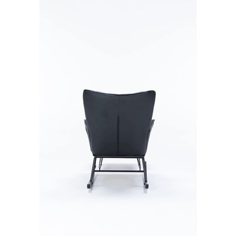 Fauteuil à bascule, fauteuil berçant, fauteuil d'appoint à bascule avec coussin lombaire et repose-pieds pour chambre d'enfant/salon/chambre à coucher