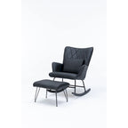 Fauteuil à bascule, fauteuil berçant, fauteuil d'appoint à bascule avec coussin lombaire et repose-pieds pour chambre d'enfant/salon/chambre à coucher