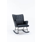 Fauteuil à bascule, fauteuil berçant, fauteuil d'appoint à bascule avec coussin lombaire et repose-pieds pour chambre d'enfant/salon/chambre à coucher