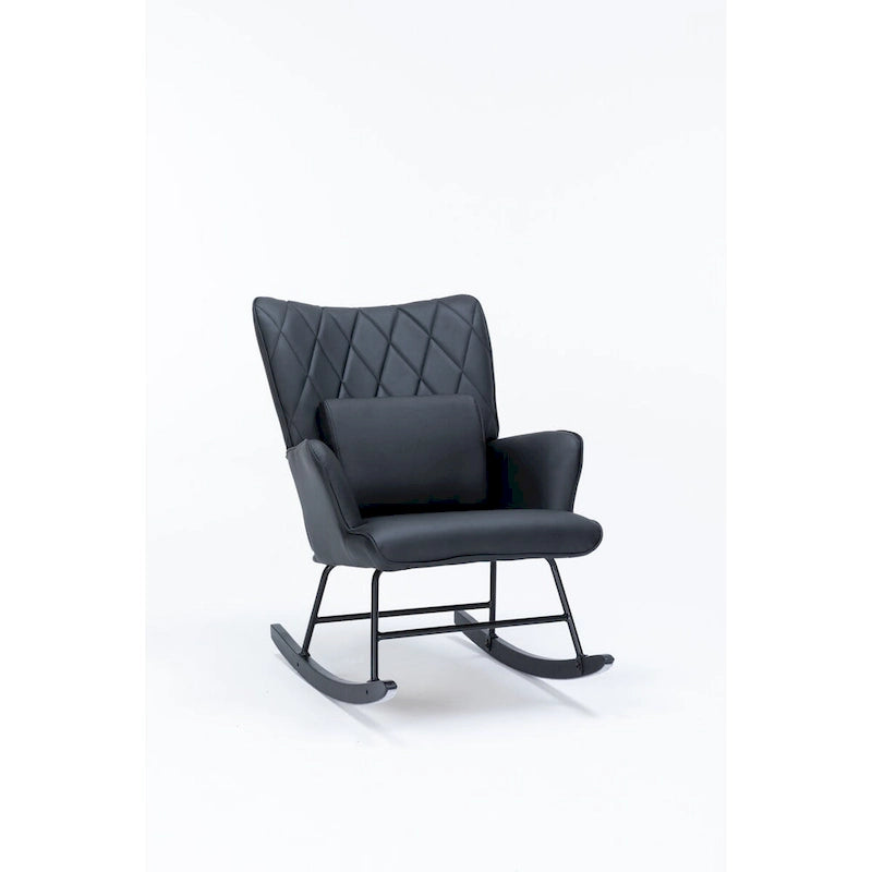 Fauteuil à bascule, fauteuil berçant, fauteuil d'appoint à bascule avec coussin lombaire et repose-pieds pour chambre d'enfant/salon/chambre à coucher