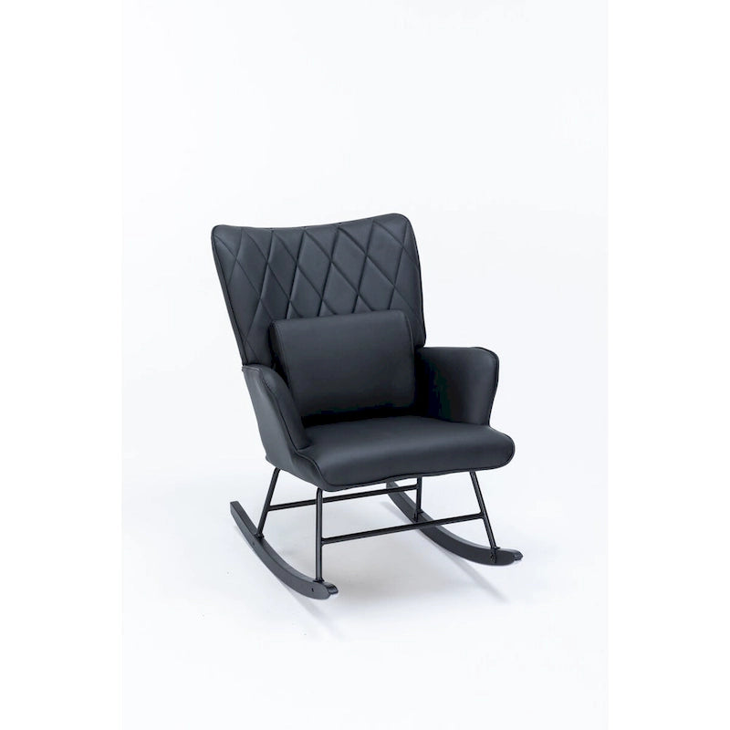 Fauteuil à bascule, fauteuil berçant, fauteuil d'appoint à bascule avec coussin lombaire et repose-pieds pour chambre d'enfant/salon/chambre à coucher