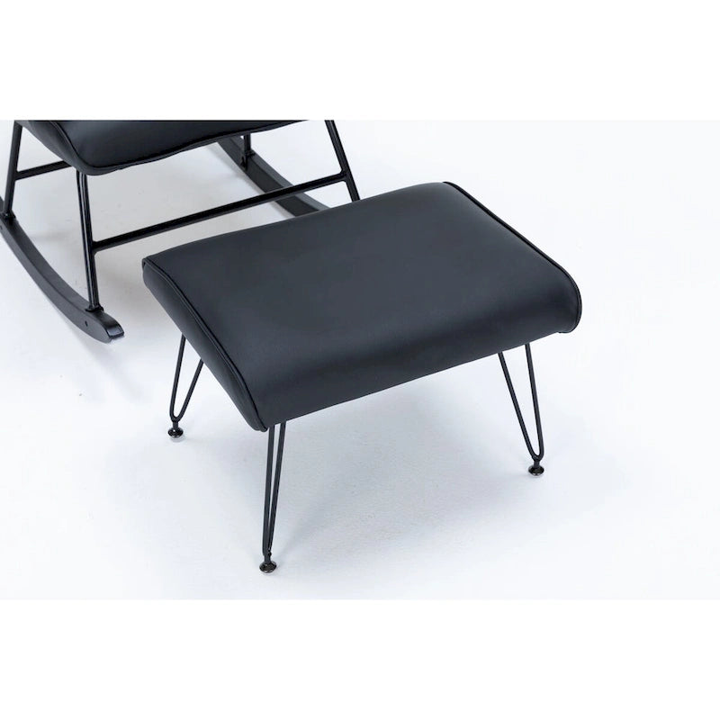 Fauteuil à bascule, fauteuil berçant, fauteuil d'appoint à bascule avec coussin lombaire et repose-pieds pour chambre d'enfant/salon/chambre à coucher