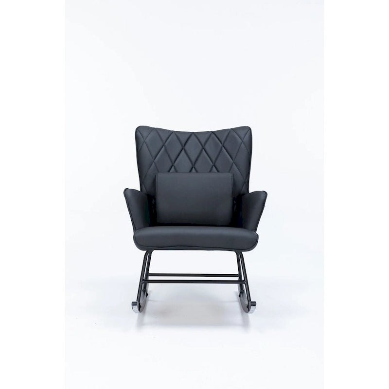 Fauteuil à bascule, fauteuil berçant, fauteuil d'appoint à bascule avec coussin lombaire et repose-pieds pour chambre d'enfant/salon/chambre à coucher