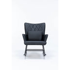 Fauteuil à bascule, fauteuil berçant, fauteuil d'appoint à bascule avec coussin lombaire et repose-pieds pour chambre d'enfant/salon/chambre à coucher
