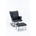 Fauteuil à bascule, fauteuil berçant, fauteuil d'appoint à bascule avec coussin lombaire et repose-pieds pour chambre d'enfant/salon/chambre à coucher