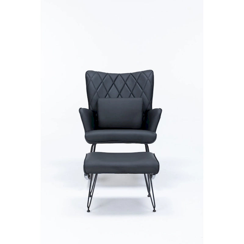 Fauteuil à bascule, fauteuil berçant, fauteuil d'appoint à bascule avec coussin lombaire et repose-pieds pour chambre d'enfant/salon/chambre à coucher