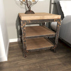 Table d'appoint d'appoint en bois à 2 étagères - Brun - Roche River Decor