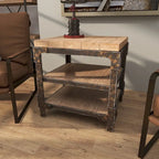 Table d'appoint d'appoint en bois à 2 étagères - Brun - Roche River Decor