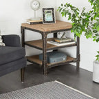 Table d'appoint d'appoint en bois à 2 étagères - Brun - Roche River Decor