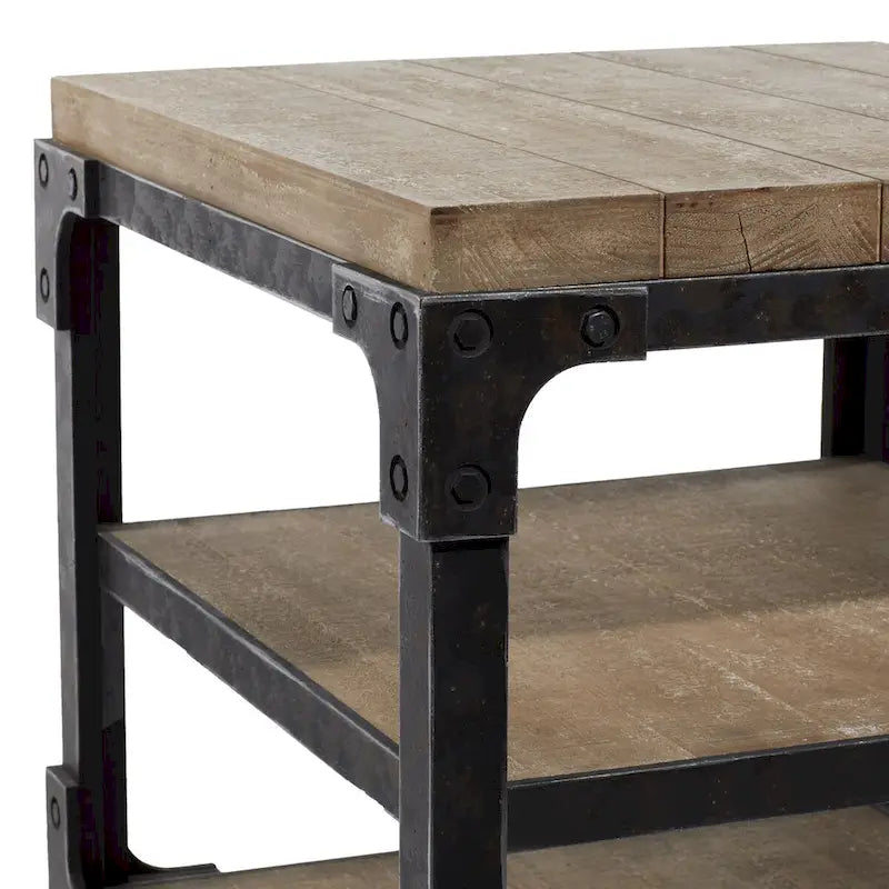 Table d'appoint d'appoint en bois à 2 étagères - Brun - Roche River Decor