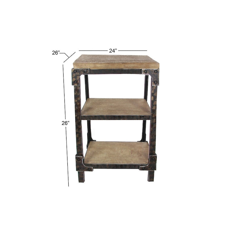 Table d'appoint d'appoint en bois à 2 étagères - Brun - Roche River Decor