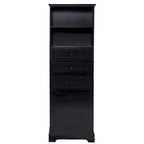 Armoire de rangement haute noire avec 3 tiroirs et étagères réglables pour salle de bain, bureau, pièce d'étude et intérieur