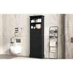 Armoire de rangement haute noire avec 3 tiroirs et étagères réglables pour salle de bain, bureau, pièce d'étude et intérieur