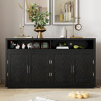 Buffet classique à 4 portes avec rangement ouvert et étagères réglables