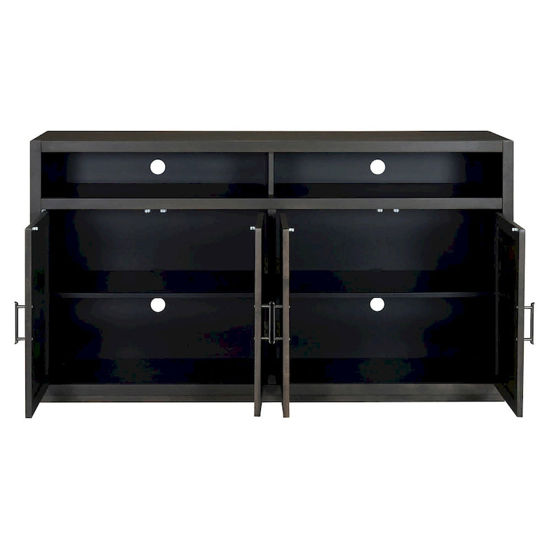 Buffet classique à 4 portes avec rangement ouvert et étagères réglables