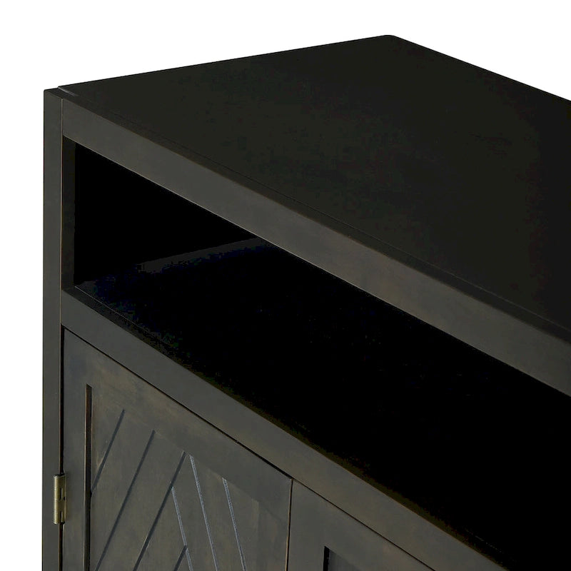 Buffet classique à 4 portes avec rangement ouvert et étagères réglables