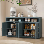 Buffet classique à 4 portes avec rangement ouvert et étagères réglables