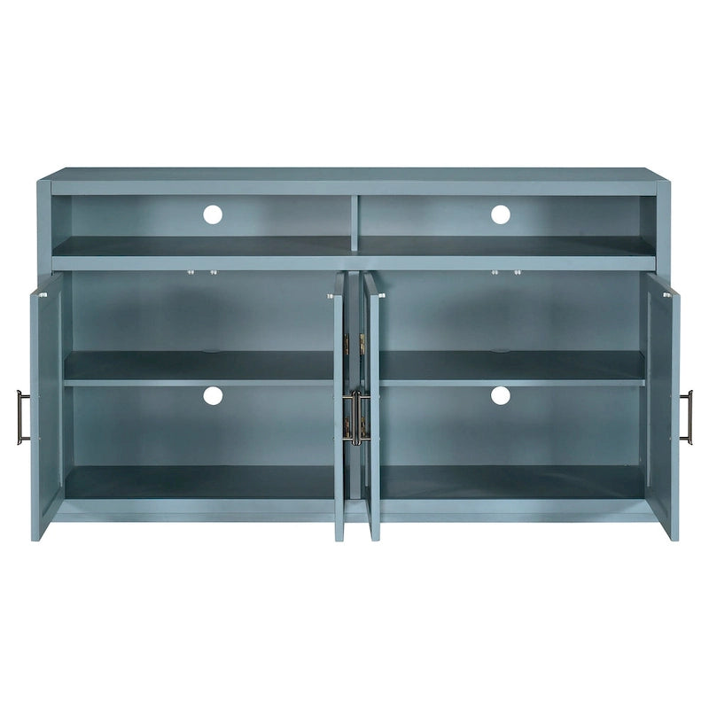 Buffet classique à 4 portes avec rangement ouvert et étagères réglables