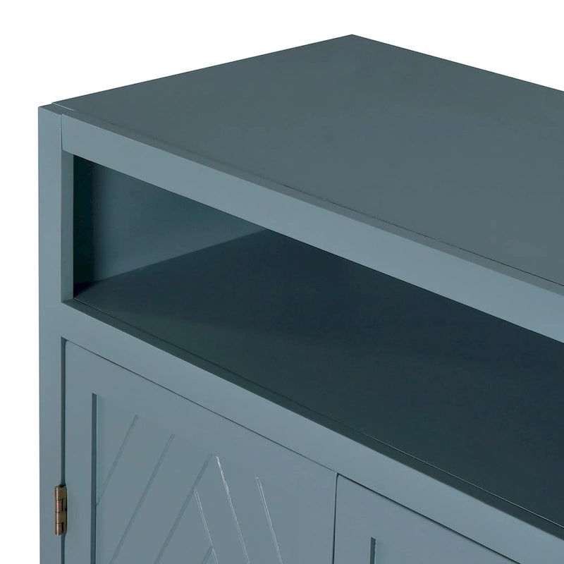 Buffet classique à 4 portes avec rangement ouvert et étagères réglables