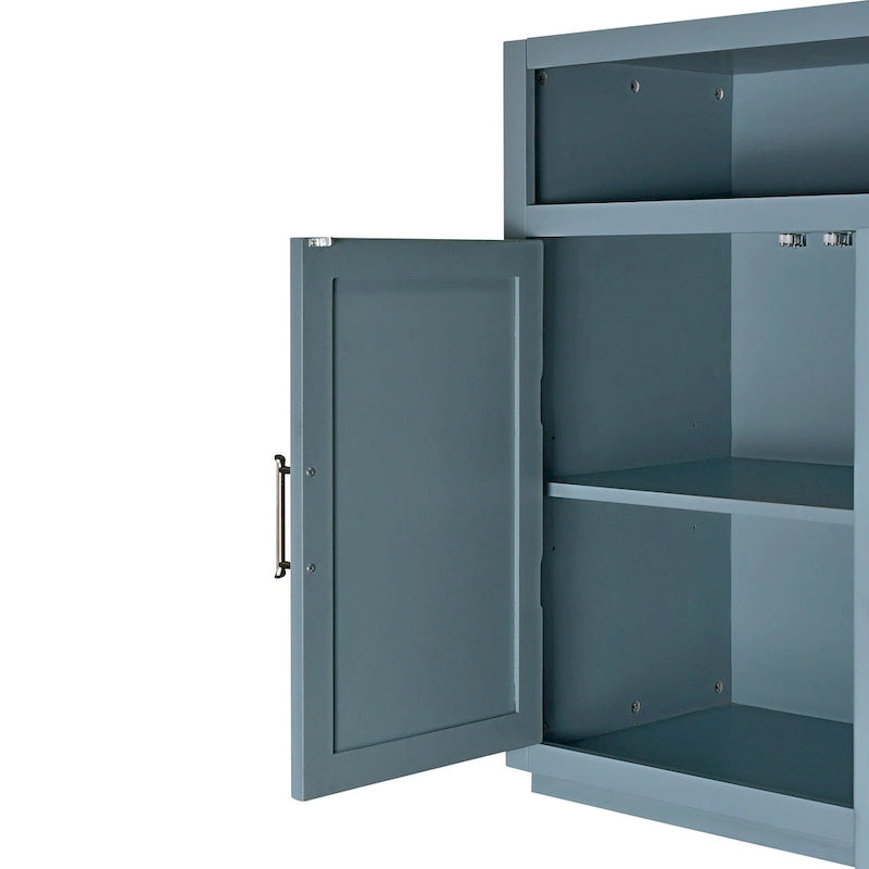 Buffet classique à 4 portes avec rangement ouvert et étagères réglables