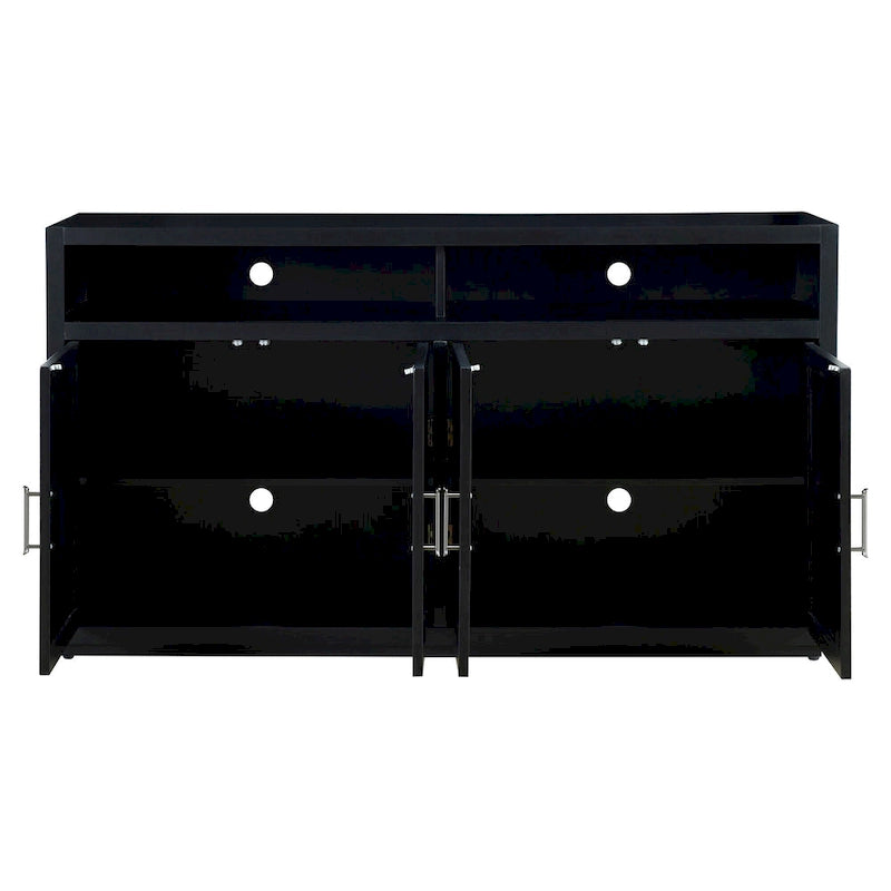 Buffet classique à 4 portes avec rangement ouvert et étagères réglables