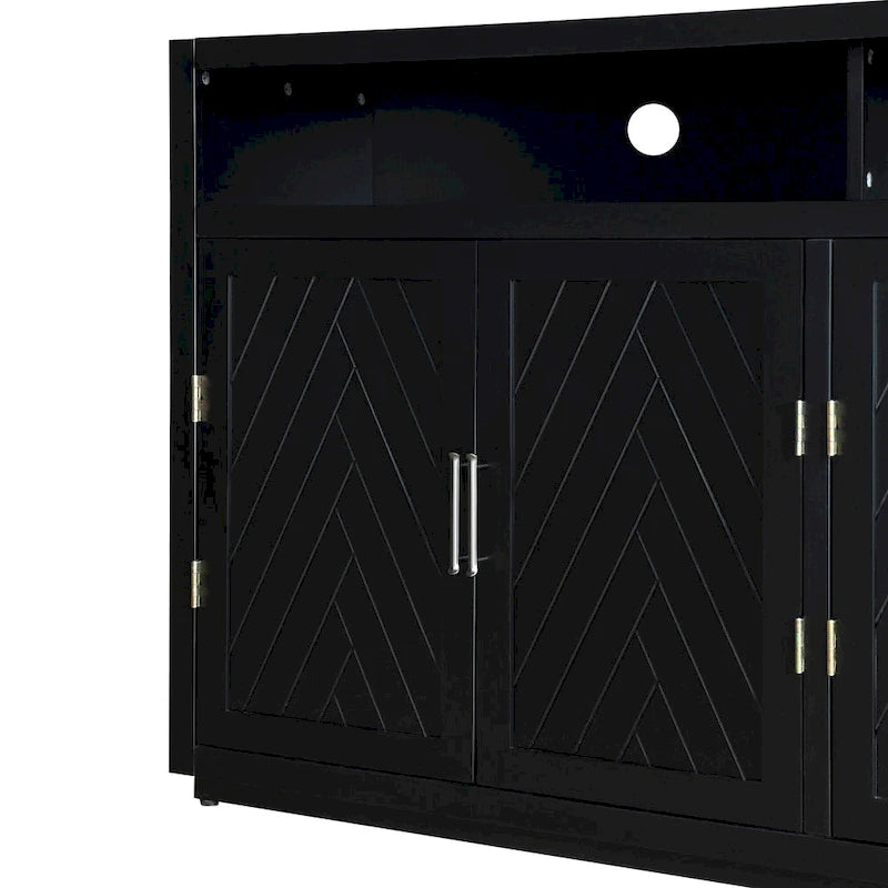 Buffet classique à 4 portes avec rangement ouvert et étagères réglables