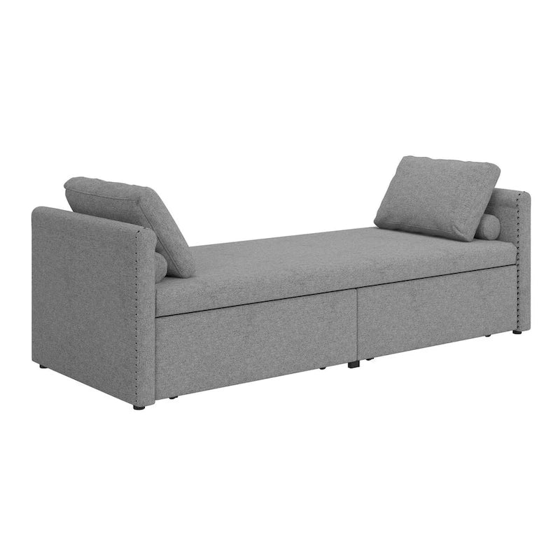 Lit de jour moderne capitonné avec 2 tiroirs, sans matelas nécessaire