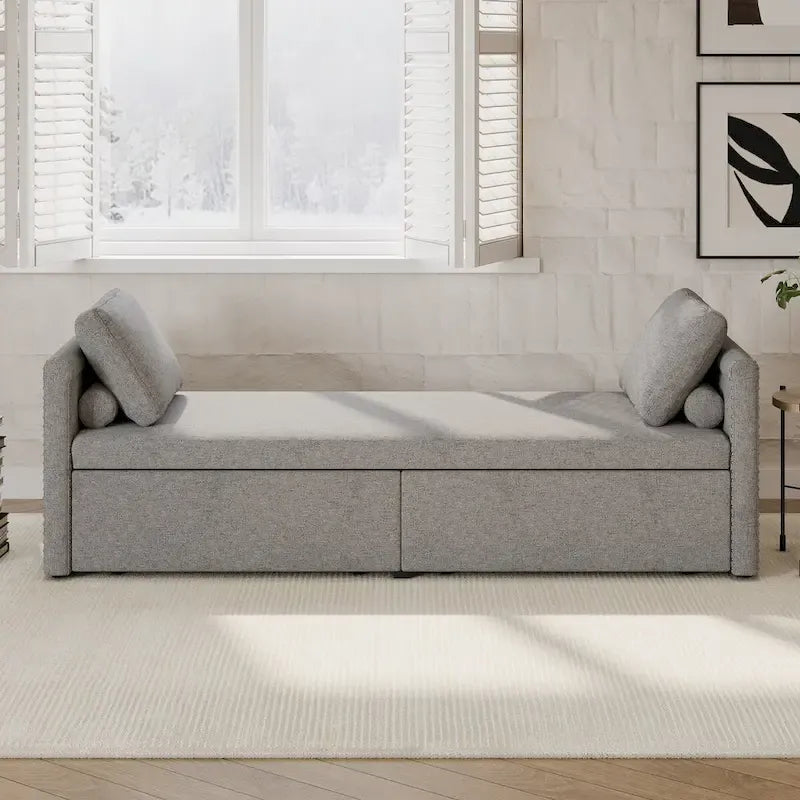 Lit de jour moderne capitonné avec 2 tiroirs, sans matelas nécessaire