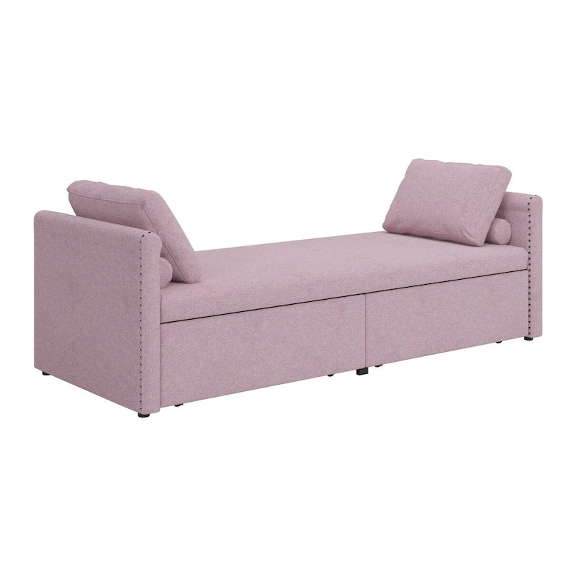 Lit de jour moderne capitonné avec 2 tiroirs, sans matelas nécessaire