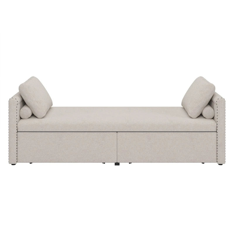 Lit de jour moderne capitonné avec 2 tiroirs, sans matelas nécessaire