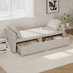 Lit de jour moderne capitonné avec 2 tiroirs, sans matelas nécessaire