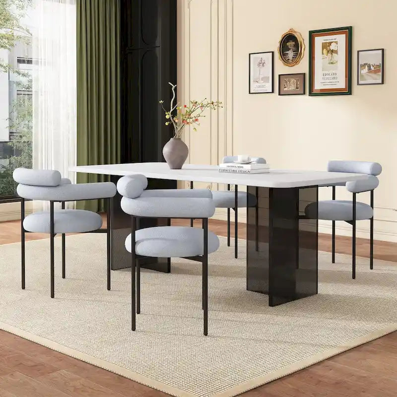 Fauteuils de salle à manger rembourrés avec pieds en métal pour la maison, la cuisine, le salon (lot de 2)